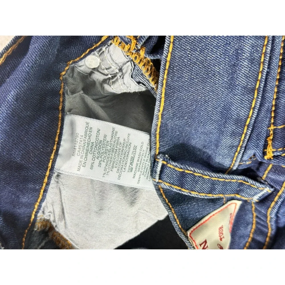 True Religion Ricky Relaxed Straight Jeans Dark Wash Gold Stitch Mens 30x32.5